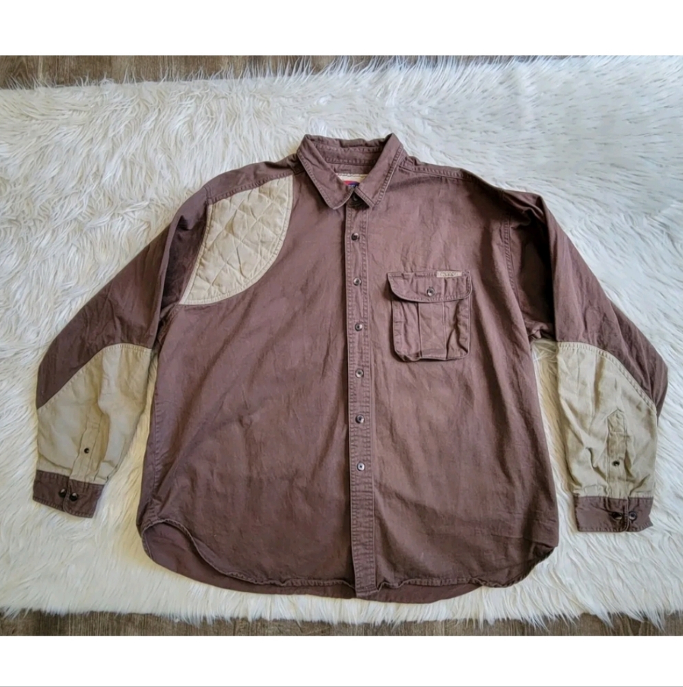 Pro Gear Mens Shooting Hunting Shirt 2XL 18-18 1/2 Beige Brown Tan XXL